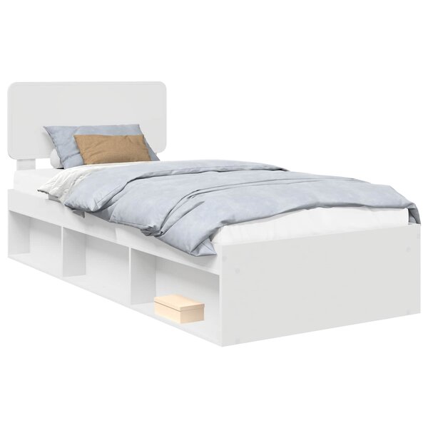 vidaXL Cadre de lit avec tête de lit Blanc 100 x 200 cm Pin massif