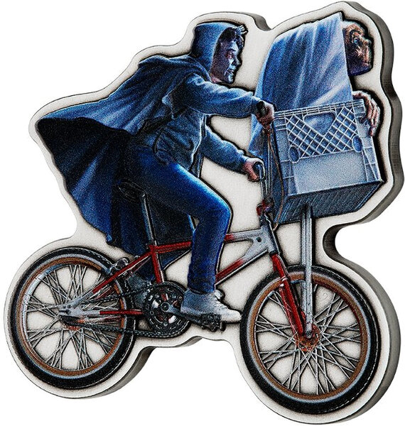 Monnaie E.T. Extra-Terrestrial Bicycle 40th Anniversary 2 Oz Argent 5$ Niue 2022