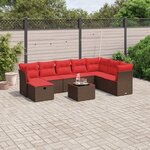 vidaXL Salon de jardin avec coussins 9 Pièces marron résine tressée