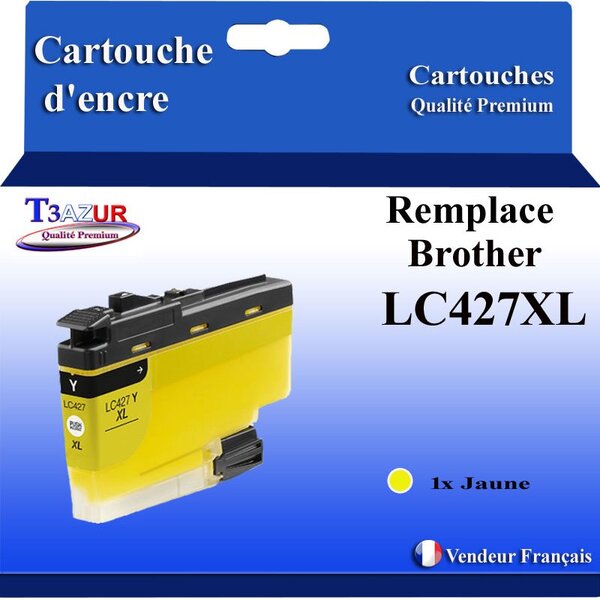 T3AZUR- Cartouche compatible avec Brother LC427 XL pour Brother MFC-J6957DW MFC-J6957DWT MFC-J6959DW Jaune