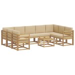 vidaXL Ensemble de canapés d'extérieur 10 pc Blanc et Beige Polyester