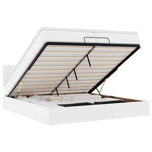VidaXL Cadre de lit ottoman avec matelas blanc 200x200 cm similicuir