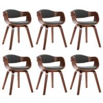 vidaXL Chaises à manger lot de 6 bois courbé et tissu gris