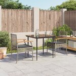 vidaXL Ensemble à manger de jardin 3 Pièces coussins gris résine tressée