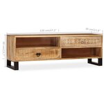vidaXL Meuble TV Bois massif de manguier 120 x 30 x 40 cm