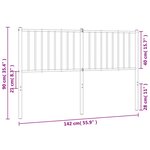 vidaXL Tête de lit métal blanc 135 cm