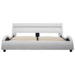 vidaXL Cadre de lit avec LED Blanc Similicuir 140 x 200 cm