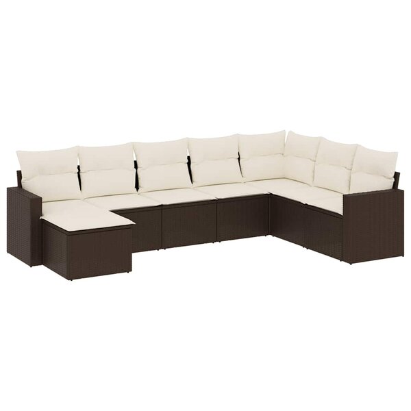 vidaXL Salon de jardin 8 Pièces avec coussins marron résine tressée