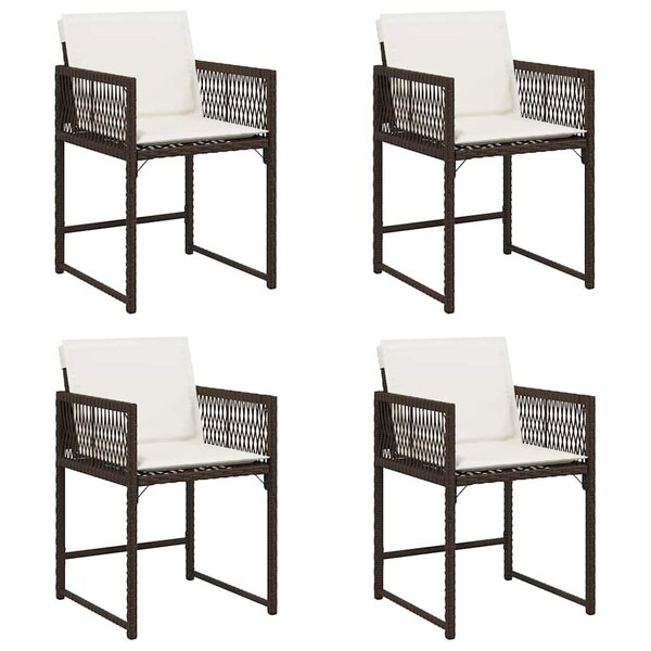 vidaXL Chaises de jardin avec coussins lot de 4 marron résine tressée