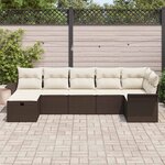 vidaXL Ensemble de canapé de jardin 7 Pièces Marron Poly rotin