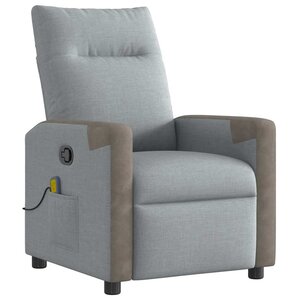 vidaXL Fauteuil de massage inclinable Gris clair Tissu