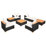 vidaXL Salon de jardin 8 Pièces avec coussins résine tressée noir