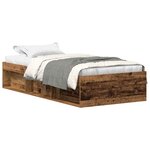 vidaXL Cadre de lit sans matelas vieux bois 90x190 cm bois ingénierie