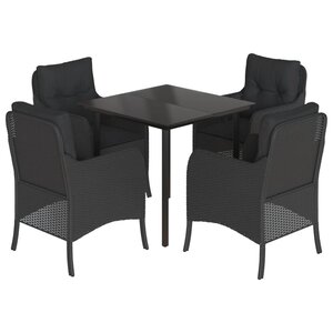 vidaXL Ensemble à manger de jardin coussins 5Pièces Noir Résine tressée
