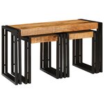vidaXL Table Gigogne 3 Pièces Bois de Mangue Massif et Métal