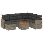 vidaXL Salon de jardin 8 Pièces avec coussins gris résine tressée