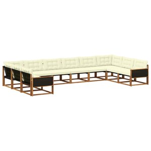 vidaXL Ensemble de canapés d'extérieur 10 pc Naturel et Crème
