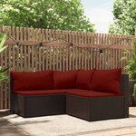 vidaXL Salon de jardin 3 Pièces avec coussins marron résine tressée