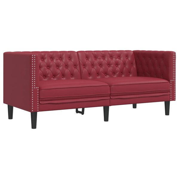 vidaXL Canapé à 2 places Chesterfield rouge bordeaux similicuir