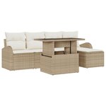 vidaXL Ensemble de Canapés de Jardin 6 Pièces avec Coussins Beige Poly Rotin