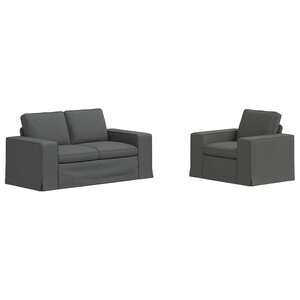 vidaXL Canapé 2 Pièces Gris foncé 182 x 80 x 82 cm tissu