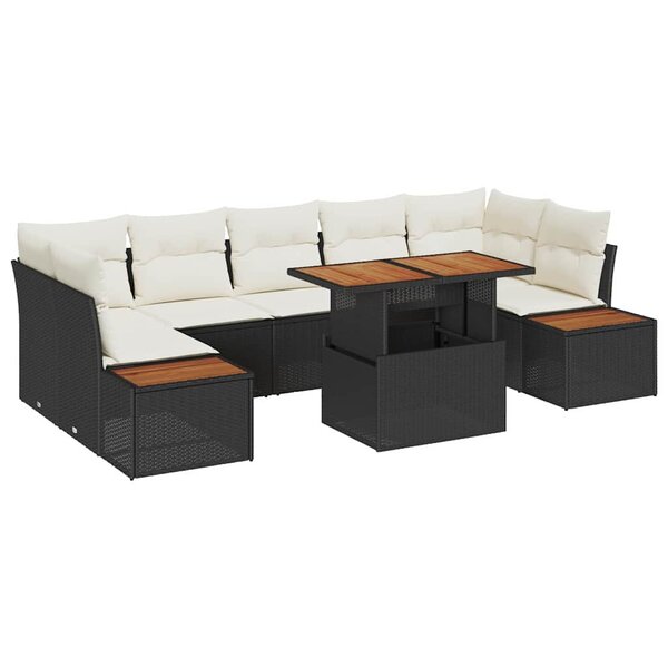 vidaXL Ensemble de canapé de jardin 8 Pièces Noir Poly rotin