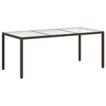 vidaXL Table de jardin Marron 190x90x75 cm Verre trempé/résine tressée