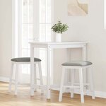 vidaXL Chaises de bar avec coussins 2 Pièces blanc bois massif d'hévéa