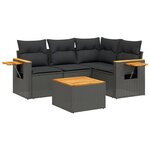 vidaXL Salon de jardin 5 Pièces avec coussins noir résine tressée