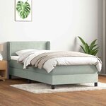 vidaXL Sommier à lattes de lit et matelas gris clair 90x220 cm velours