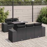 vidaXL Salon de jardin 6 Pièces avec coussins noir résine tressée