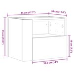 vidaXL Table de chevet murale gris béton 45x30x35 cm