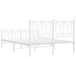 vidaXL Cadre de lit métal sans matelas et pied de lit blanc 140x190 cm