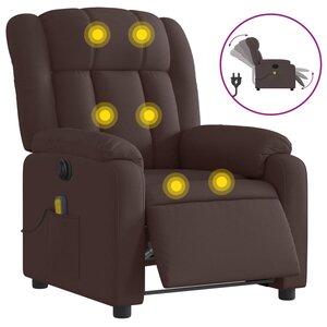 vidaXL Fauteuil de massage inclinable électrique Marron foncé Tissu