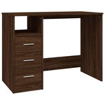 Bureau table poste de travail meuble d'ordinateur informatique étude avec tiroirs chêne 102 x 50 x 76 cm bois d'ingénierie brun 02_0023467