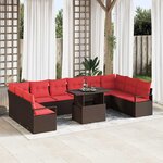 vidaXL Ensemble de canapé de jardin 11 Pièces Marron et rouge polyrotin
