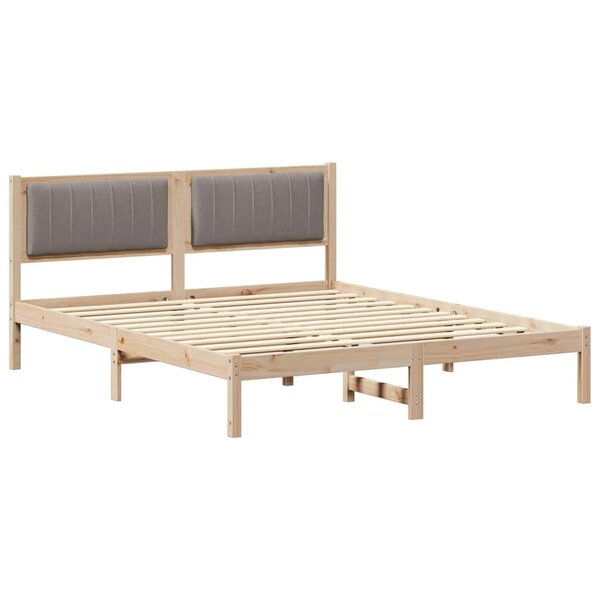 vidaXL Cadre de lit avec tête de lit rembourrée Taupe 160 x 200 cm