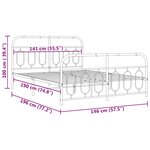 vidaXL Cadre de lit métal avec tête de lit/pied de lit blanc 140x190cm