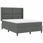 vidaXL Lit avec matelas à ressorts gris foncé 160 x 200 cm. Housse en tissu.