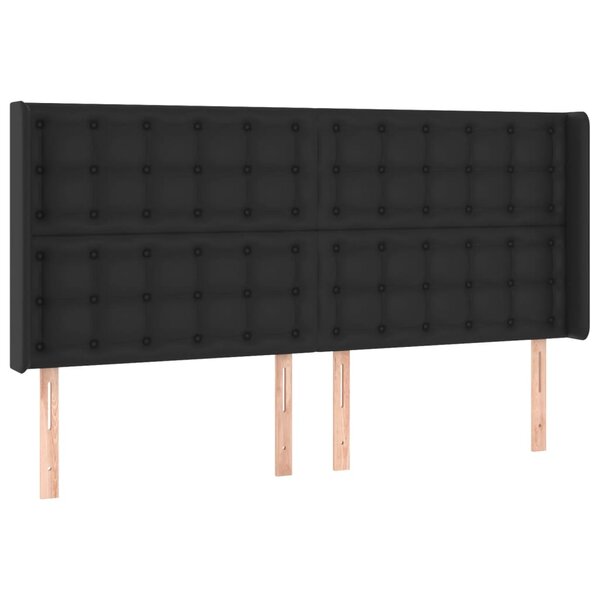 vidaXL Tête de lit avec oreilles Noir 203x16x118/128 cm Similicuir