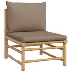 Salon de jardin meuble d'extérieur ensemble de mobilier 12 pièces avec coussins taupe bambou 02_0015673