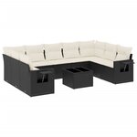 vidaXL Salon de jardin 10 Pièces avec coussins noir résine tressée