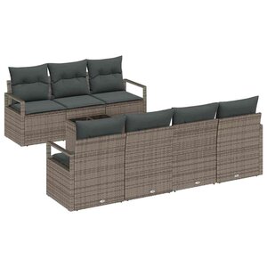 vidaXL Ensemble de canapé de jardin avec coussin 8 Pièces Gris polyrotin