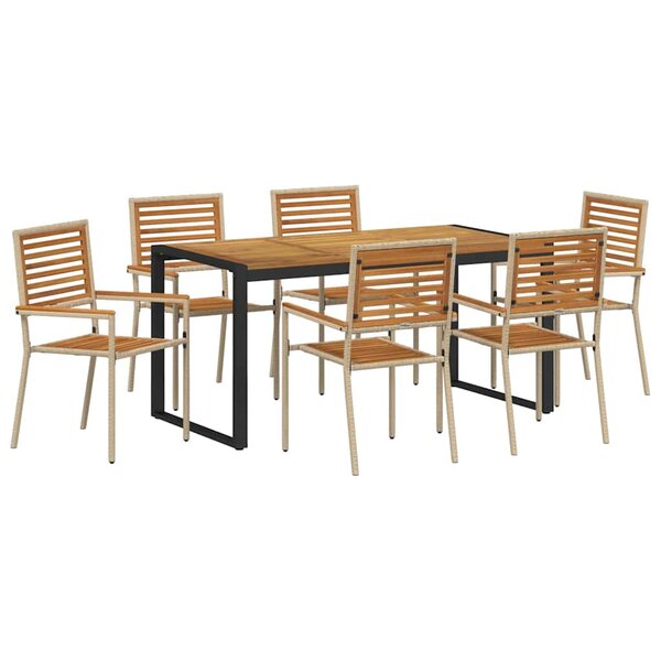 vidaXL Ensemble de salle à manger pour jardin 7 Pièces Beige et Marron