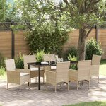 vidaXL Ensemble de salle à manger pour jardin 7 Pièces Beige Poly rotin