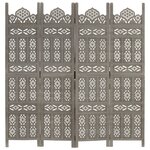 vidaXL Cloison de séparation 4 panneaux Gris 160x165 cm Bois manguier