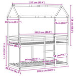 vidaXL Lit superposé avec toit blanc 80x200 cm bois massif de pin