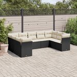 vidaXL Salon de jardin 9 Pièces avec coussins noir résine tressée