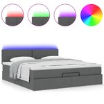 vidaXL Lit ottoman avec matelas et LED Gris foncé 180x200 cm tissu