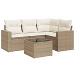vidaXL Salon de jardin avec coussins 5 Pièces beige résine tressée